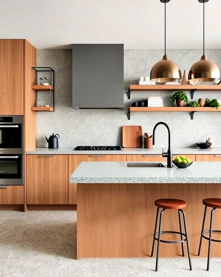 unique rustic microcement with exposed aggregate - 20 Microcement Kitchen Ideas