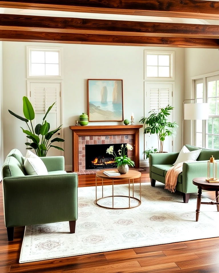 unique sage green upholstery - 20 Sage Green and Brown Living Room Ideas