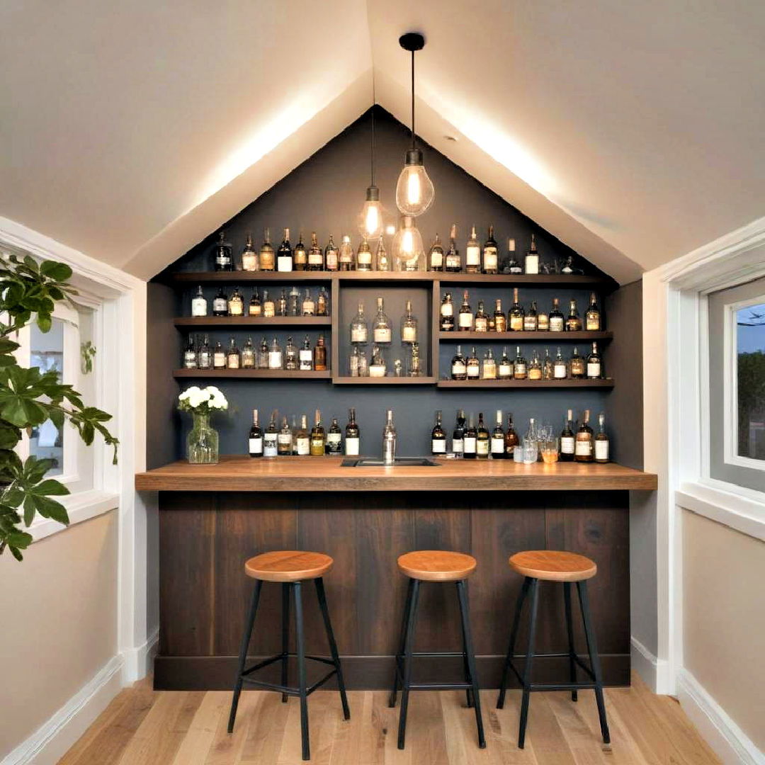 unique secret bar setup - 30 Low Ceiling Small Attic Room Ideas