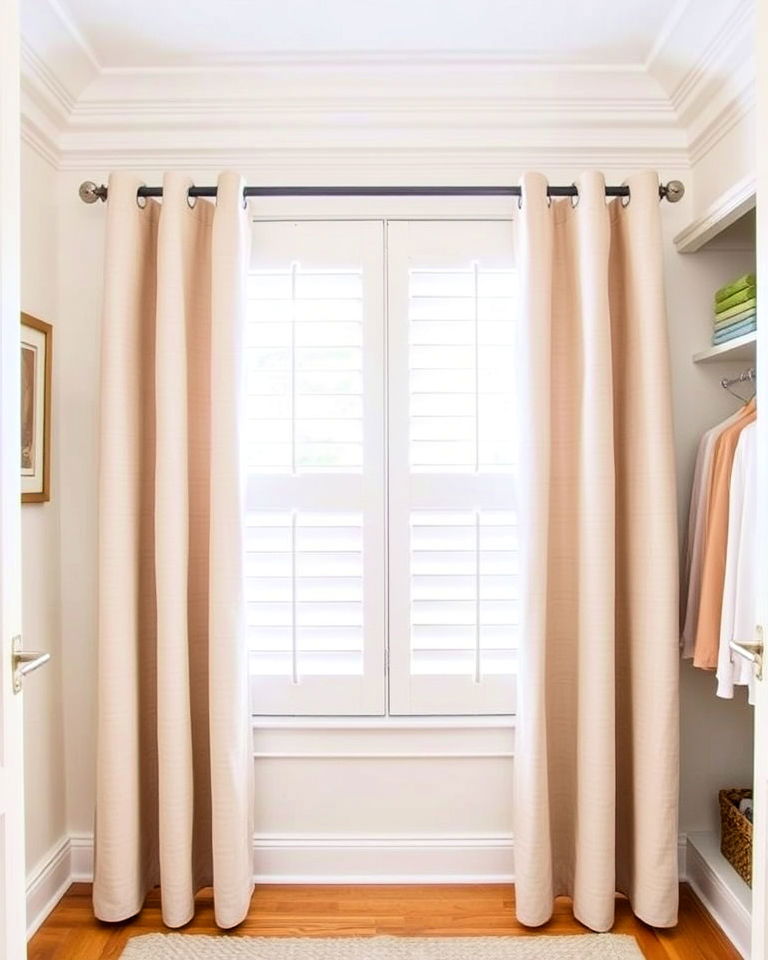 unique shutter style closet curtains - 30 Closet Curtain Ideas
