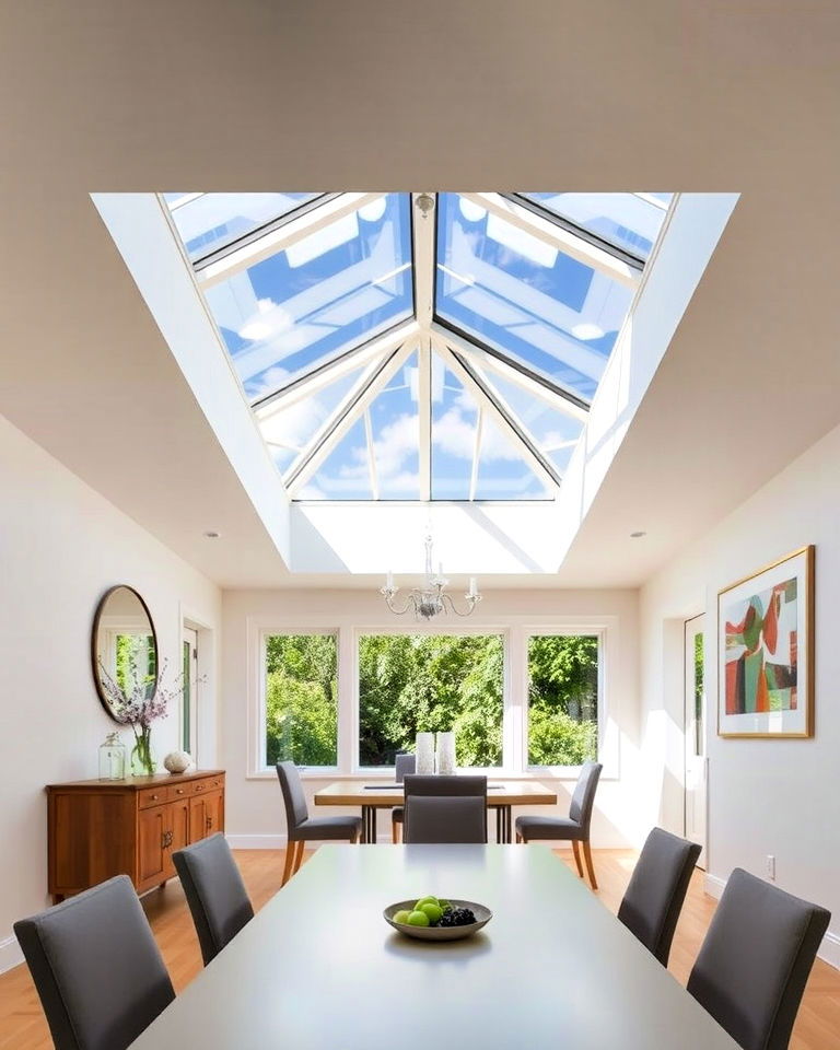 unique skylight windows design - 25 Dining Room Window Ideas