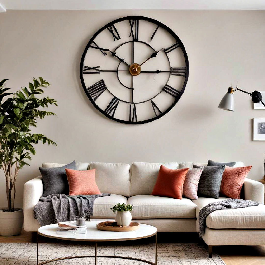 unique statement clock - 40 living room decor ideas