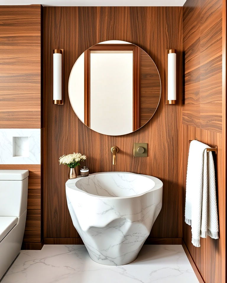 unique statement marble sink - 20 Luxury Marble Bathroom Ideas
