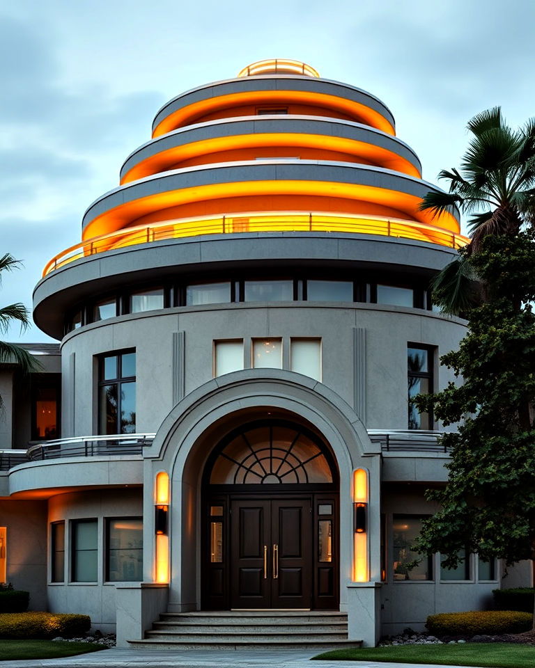 unique stepped rooflines and ziggurat forms - 15 Art Deco House Exterior Ideas