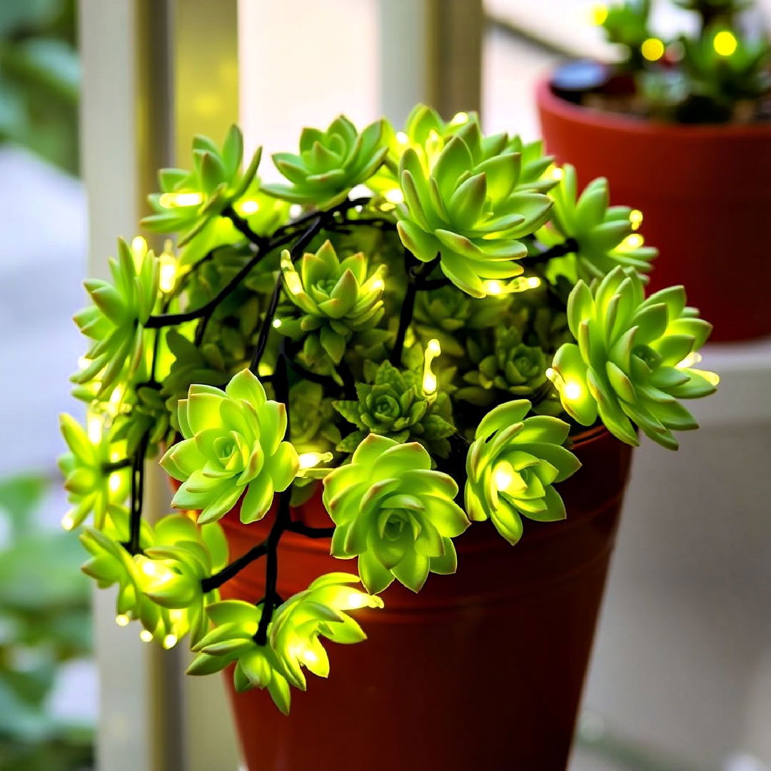 unique succulent light strings - 40 Patio String Light Ideas