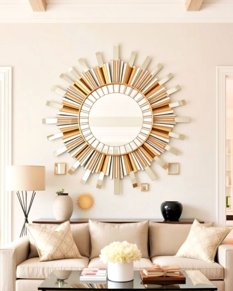 unique sunburst mirror centerpiece ideas - 20 Mirror Collage Wall Ideas