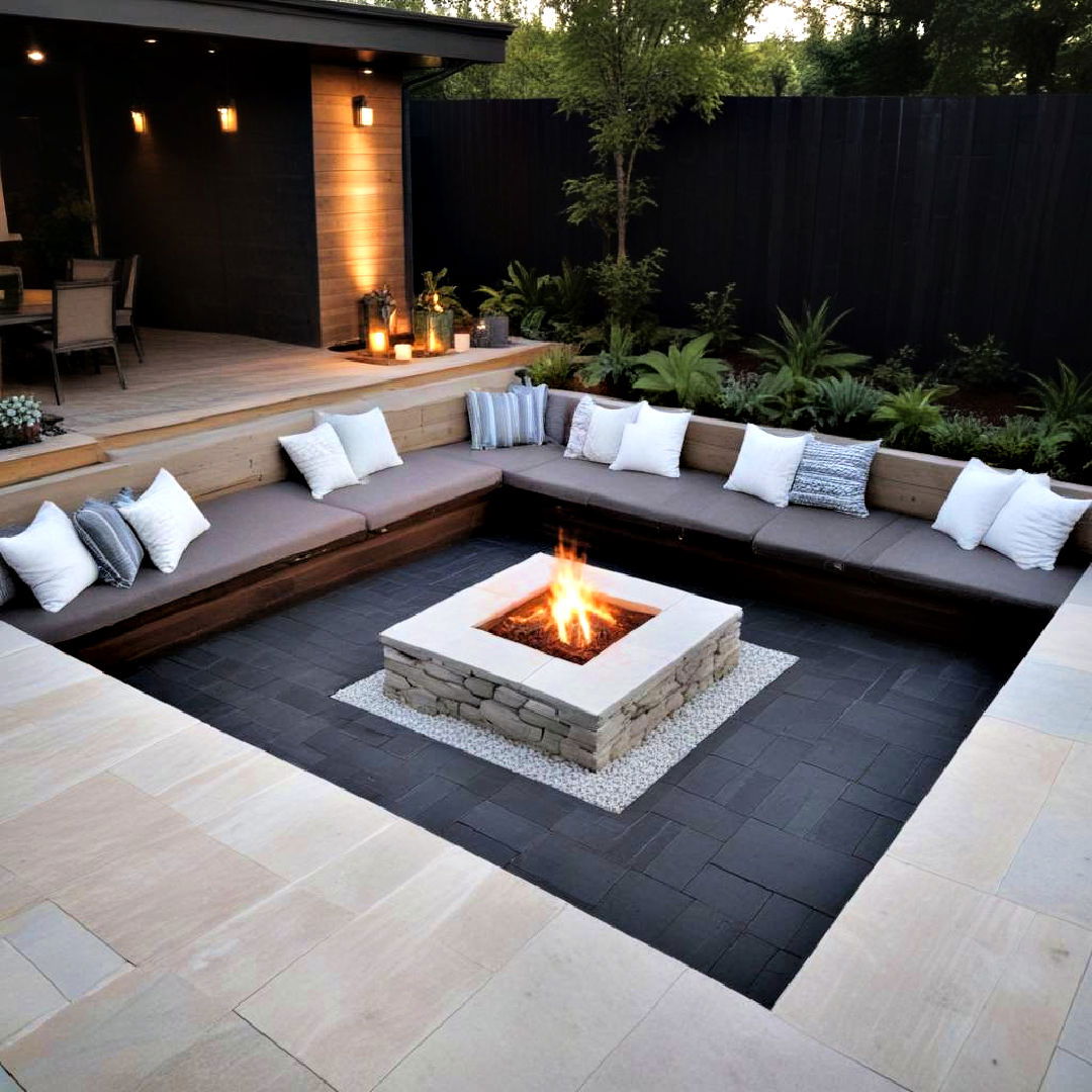 unique sunken seating deck - 20 Floating Deck Ideas