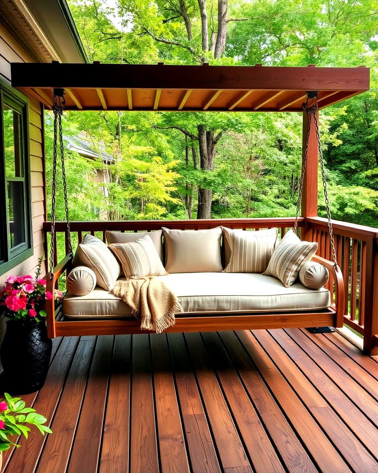 unique swinging daybed for relaxation - 20 Deck Seating Ideas