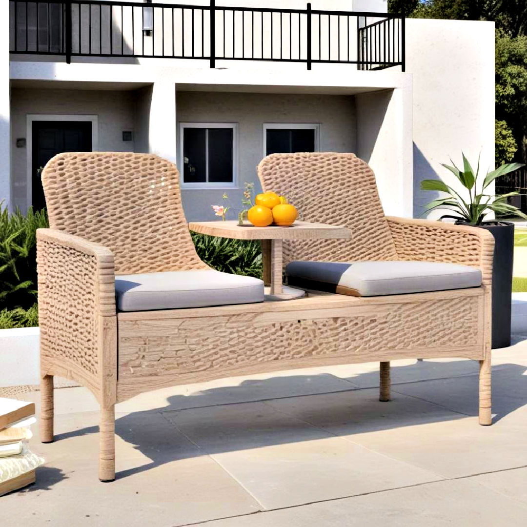 unique tete a tete bench for patio - 40 Outdoor Seating Ideas