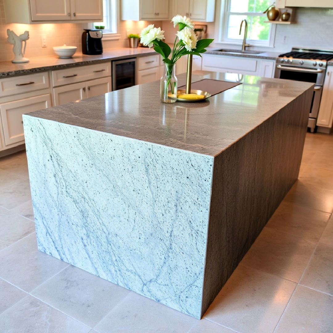 unique textured finish island - 15 Waterfall Kitchen Island Ideas