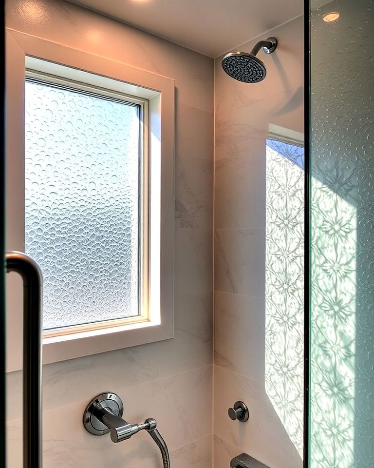 unique textured glass window - 30 Shower Window Ideas