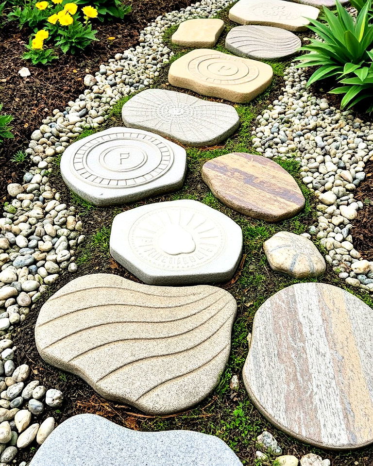 unique textured stepping stones - 25 Sensory Garden Ideas