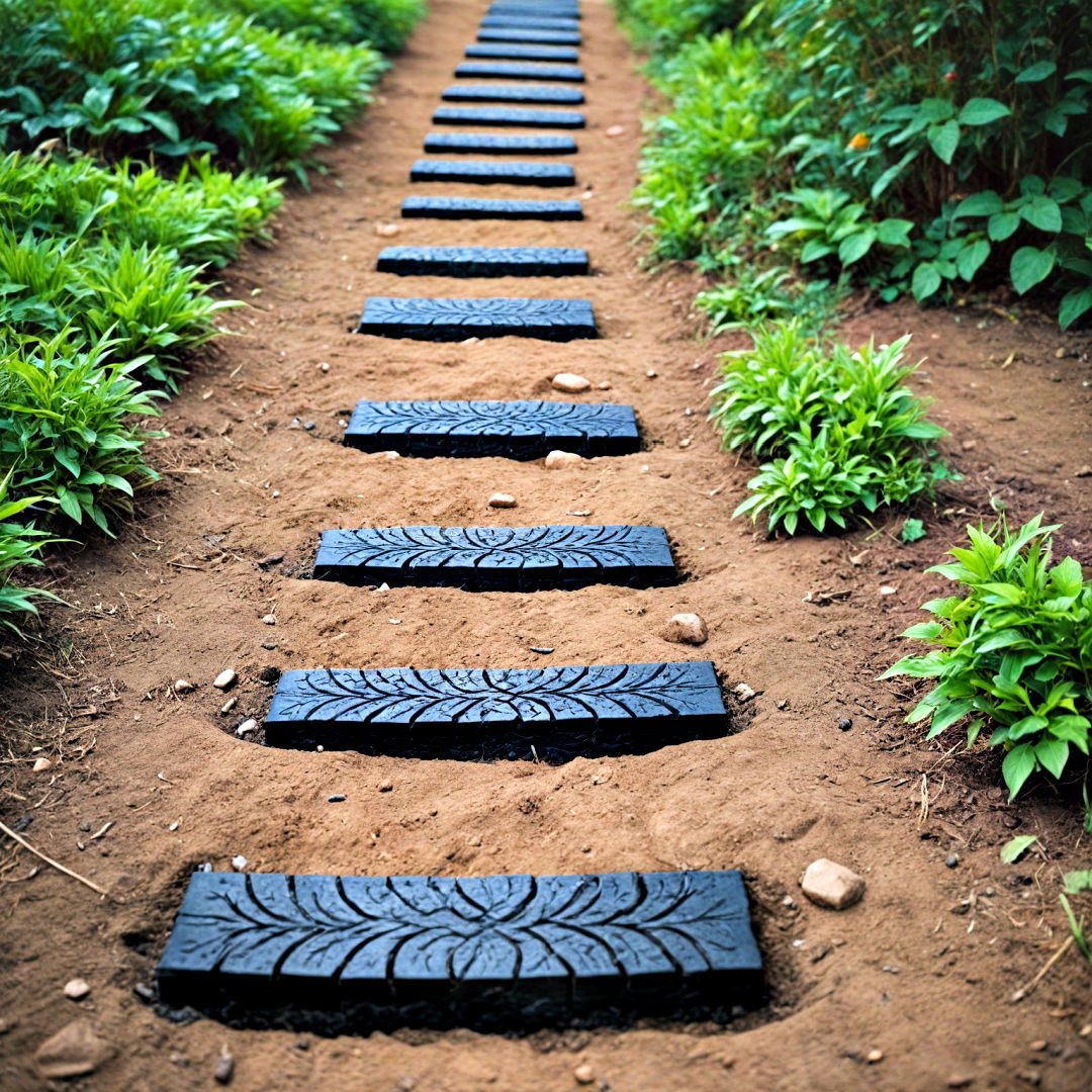 unique tire tread pathway - 40 Backyard Walkway Ideas