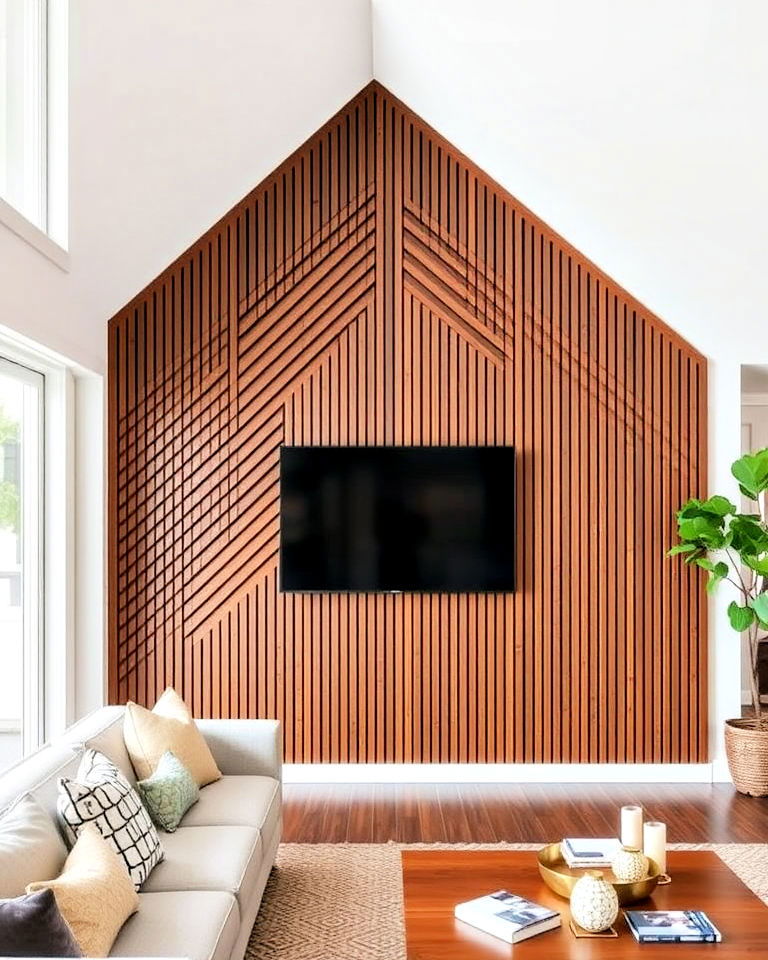 unique triangular slat wall design - 40 Wood Slat Accent Wall Ideas