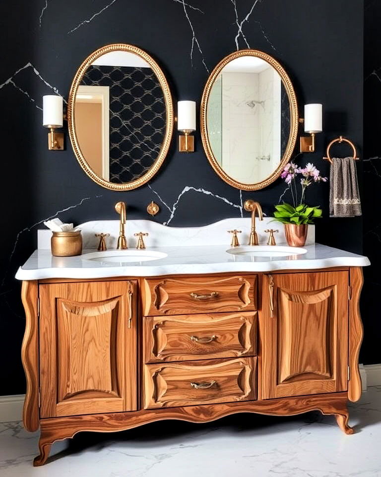 unique vanity design to add artistic flair - 20 Maximalist Bathroom Design Ideas