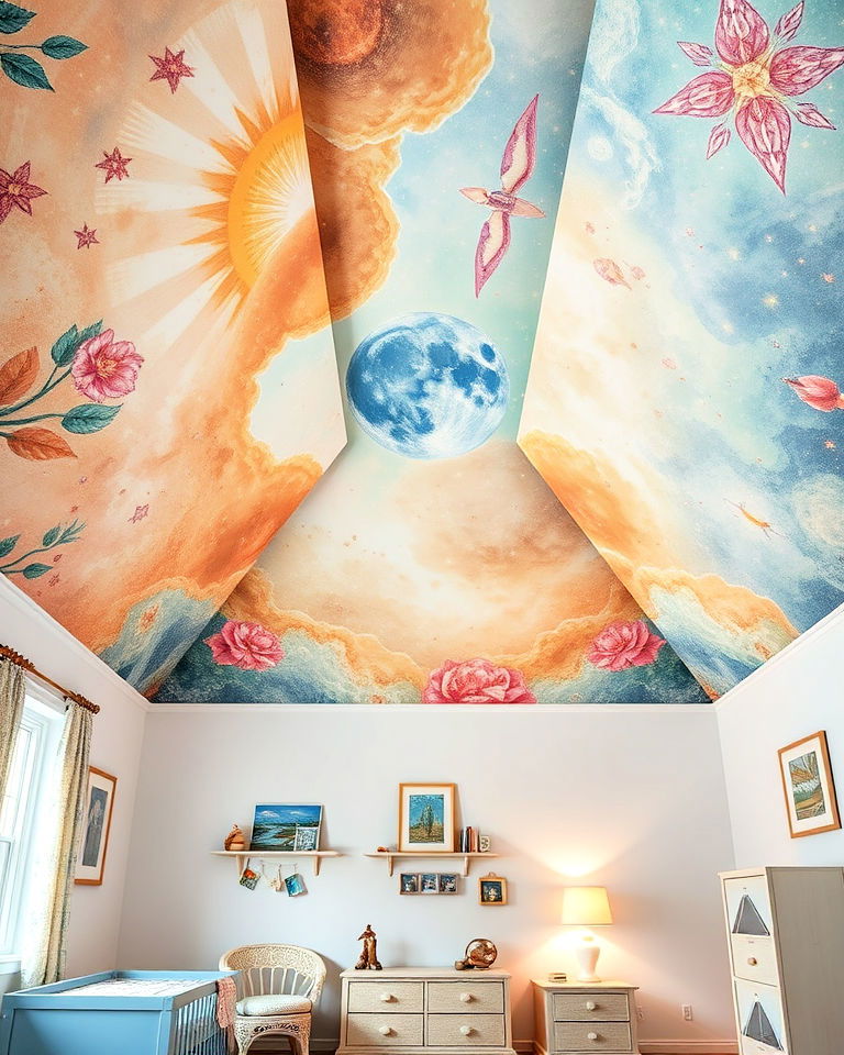 unique vaulted ceiling with ceiling art - 40 Vaulted Ceiling Ideas