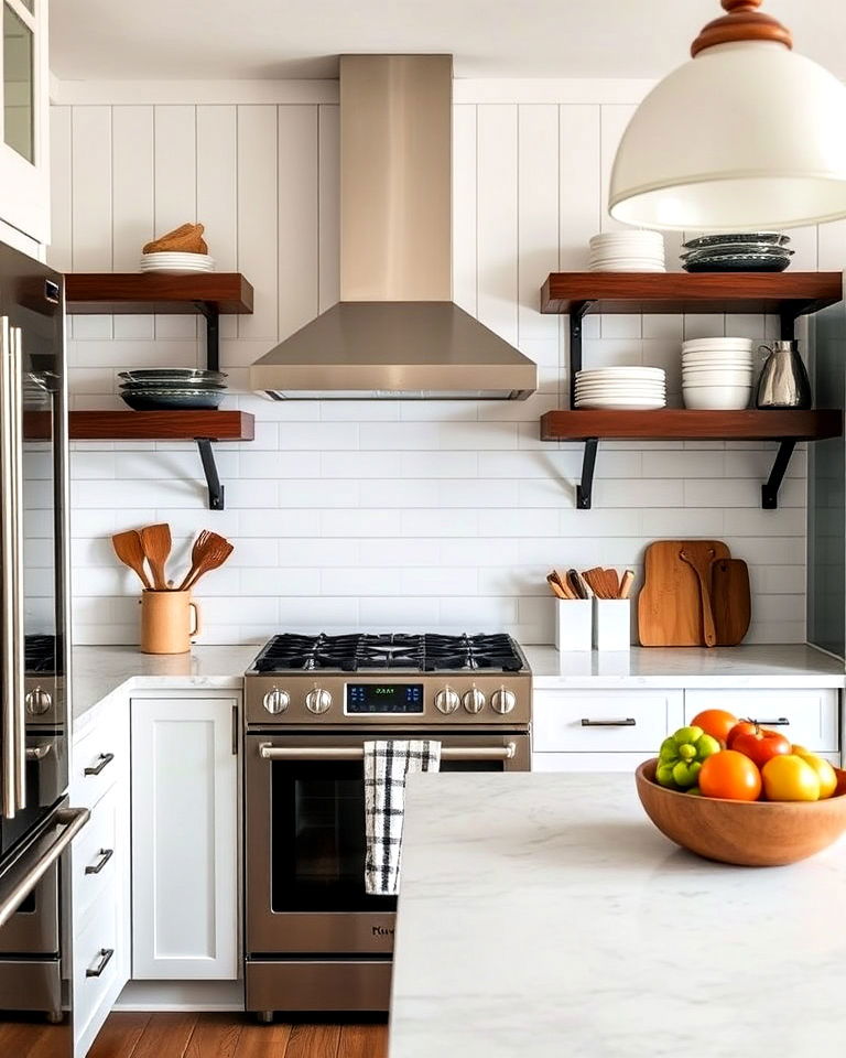 unique vertical and horizontal shiplap combo - 30 Shiplap Backsplash Ideas for Your Kitchen