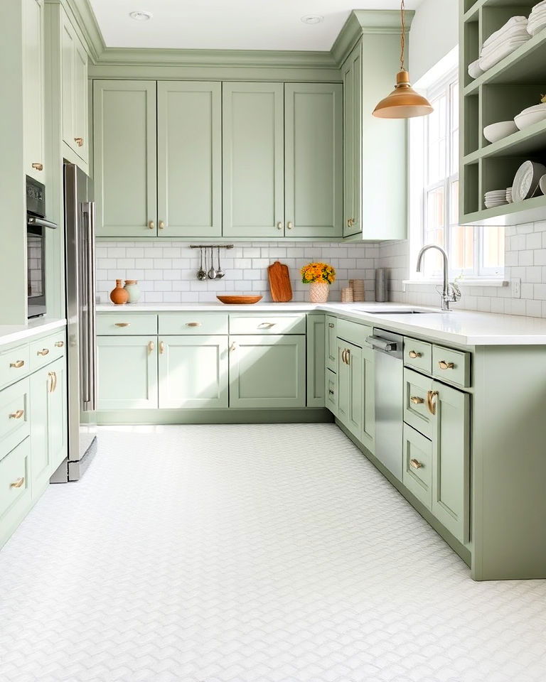 unique white rubber flooring for comfort - 25 White Kitchen Floor Ideas