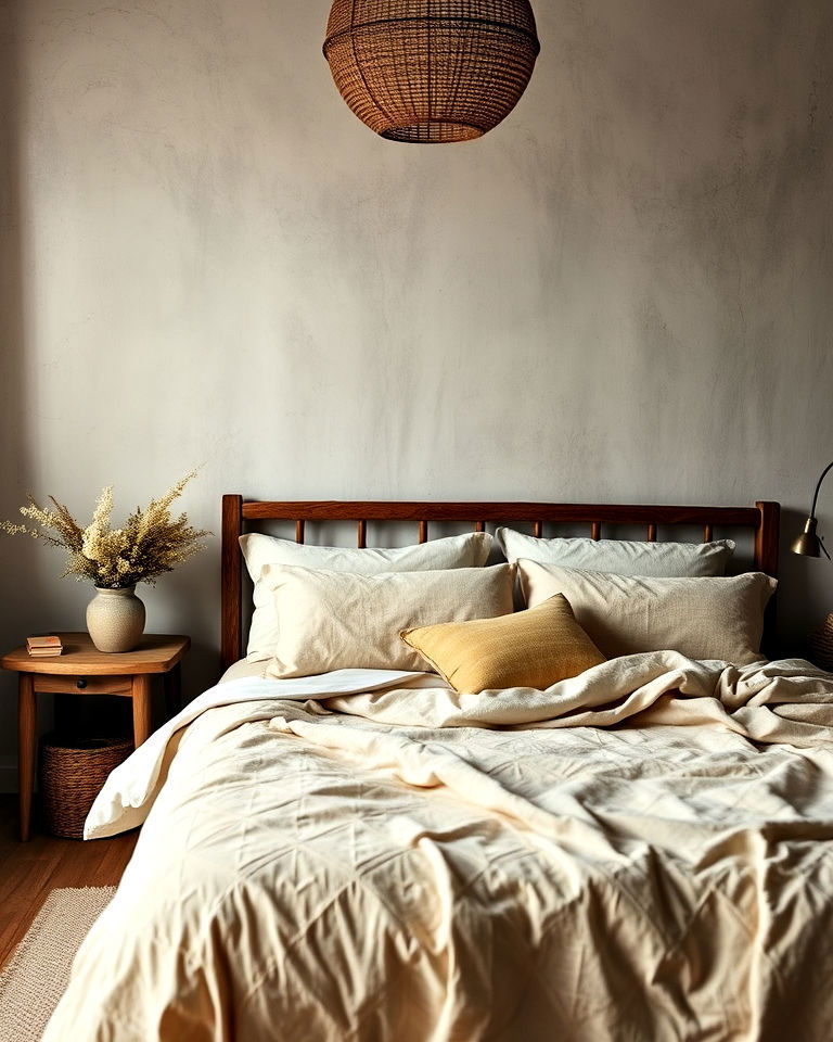unique worn but loved bedding - 20 Wabi Sabi Bedroom Ideas