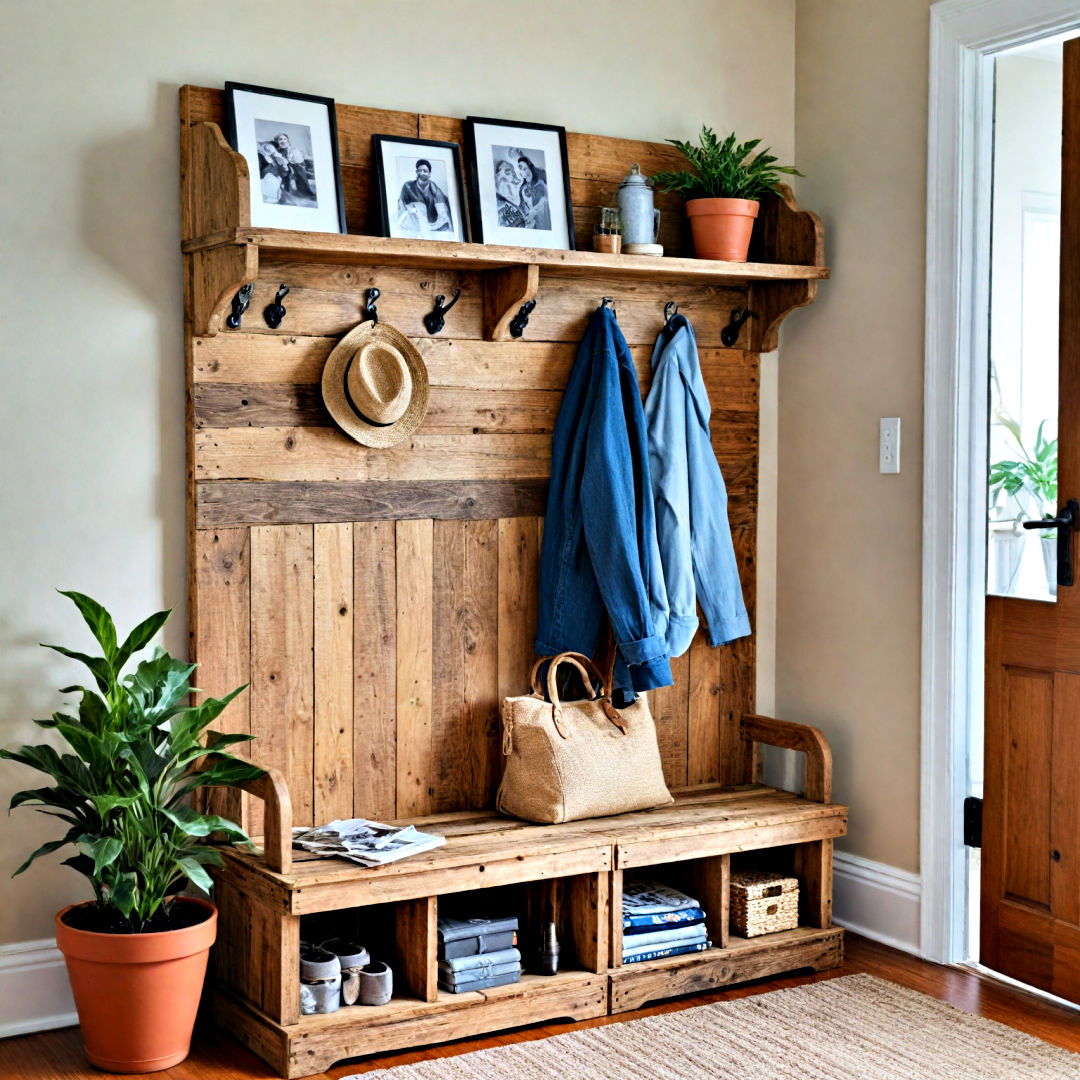 upcycle wooden pallets into entryway furniture - 40 Small Entryway Ideas