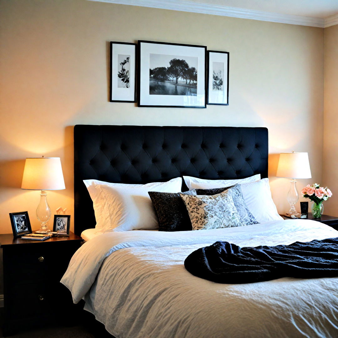 upholstered black headboard ideas - 15 Black Headboard Bedroom Ideas