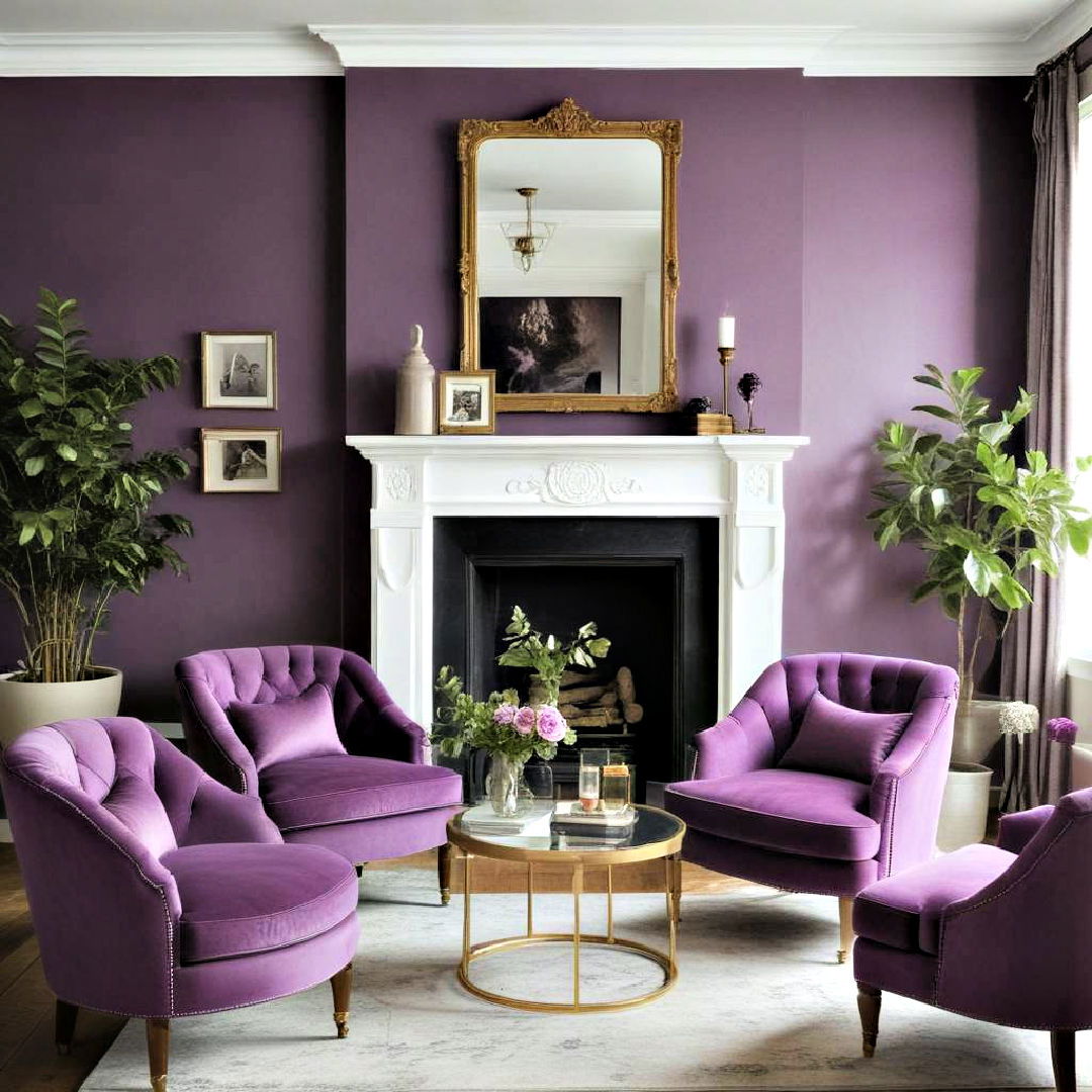 upholstered chairs for purple living room - 25 Purple Living Room Ideas