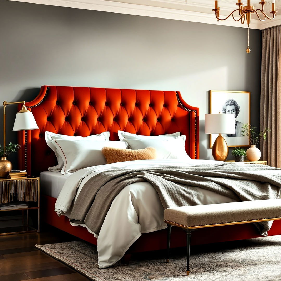 upholstered headboard for rust bedroom - 15 Rust Bedroom Ideas