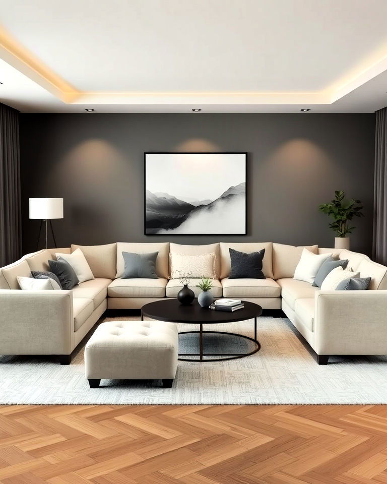 upholstered panels for modular sectional - 30 Small Living Room Sectional Layout Ideas