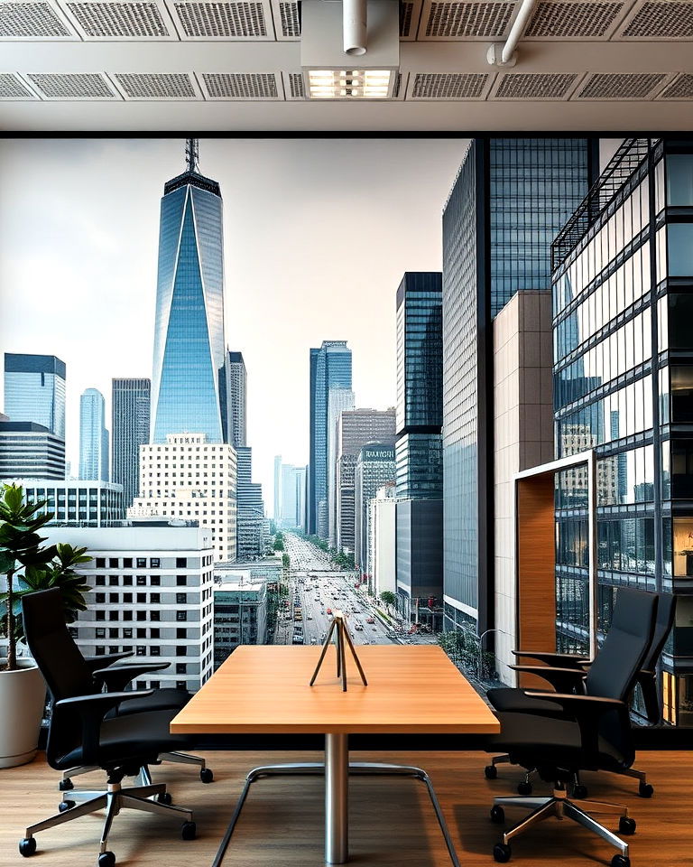 urban cityscapes mural for office - 25 Office Wall Murals