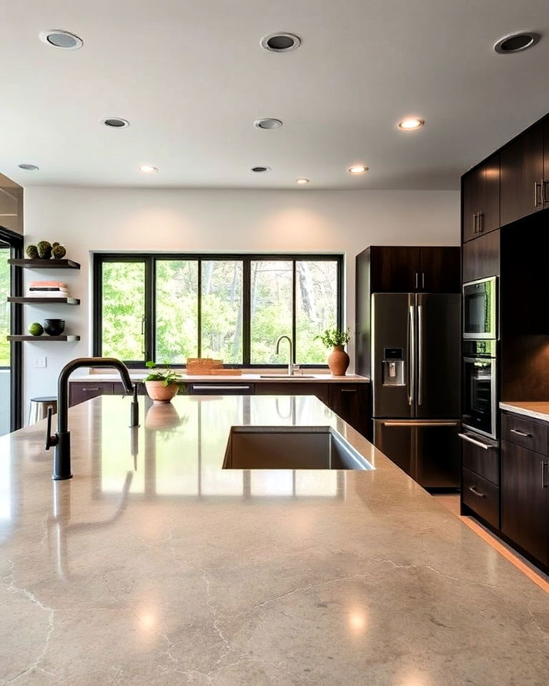 urban look polished concrete countertops - 40 Kitchen Countertop Ideas