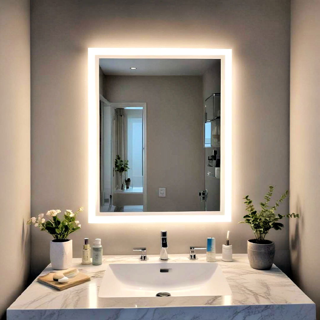use backlit vanity mirror - 40 Modern Bathroom Ideas
