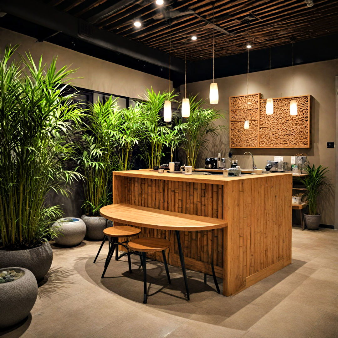 use bamboo in your coffee bar design - 40 Coffee Bar Ideas