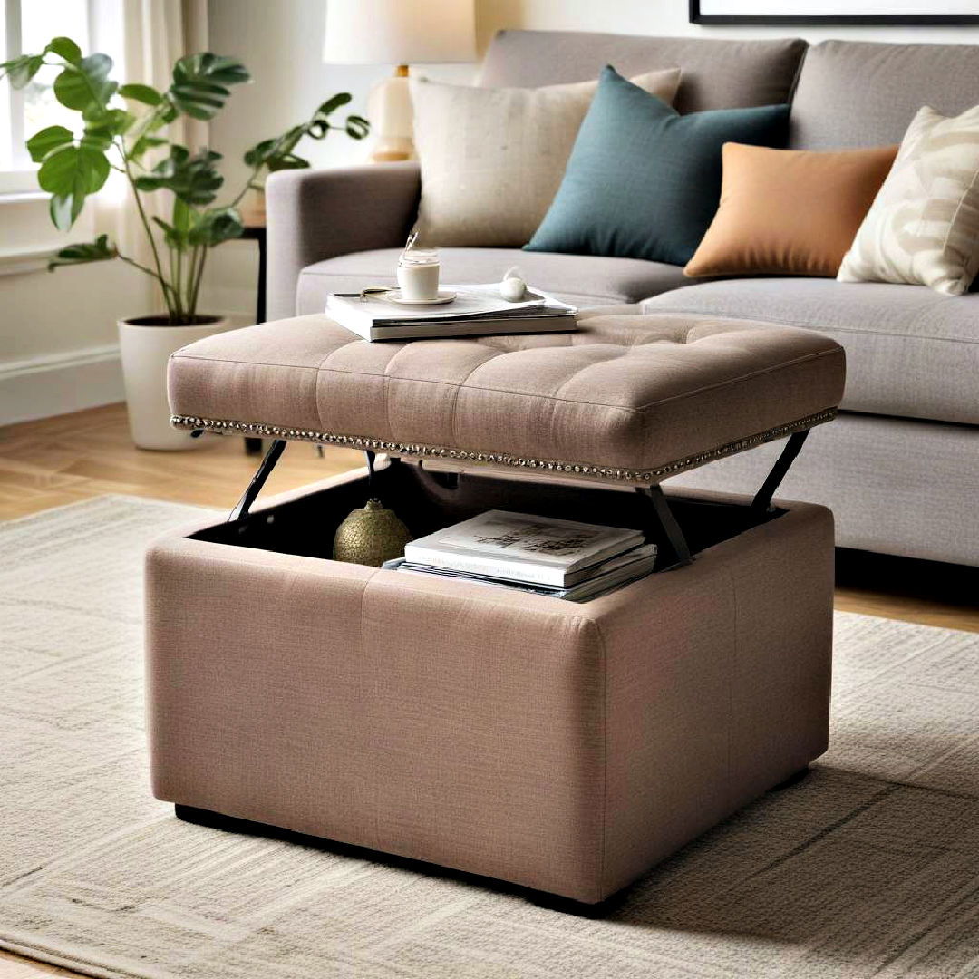use built in storage ottoman - 40 Small Living Room Ideas
