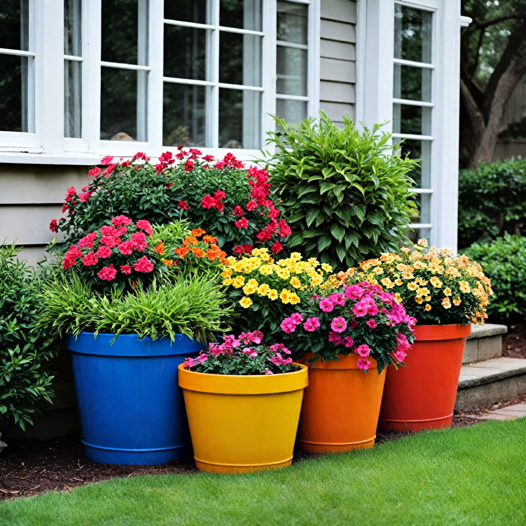 use colorful containers for front yard landscaping - 40 Small Front Yard Landscaping Ideas