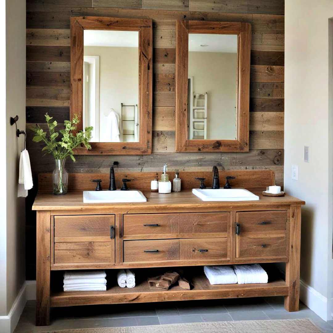 use eco friendly reclaimed wood - 40 Bathroom Vanity Ideas