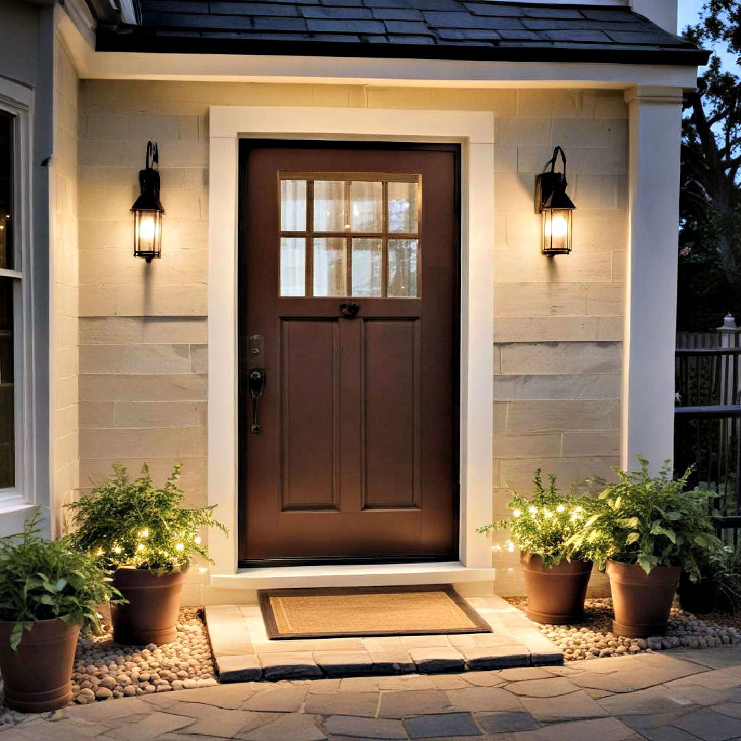 use elegant lighting - 40 Small Front Porch Ideas