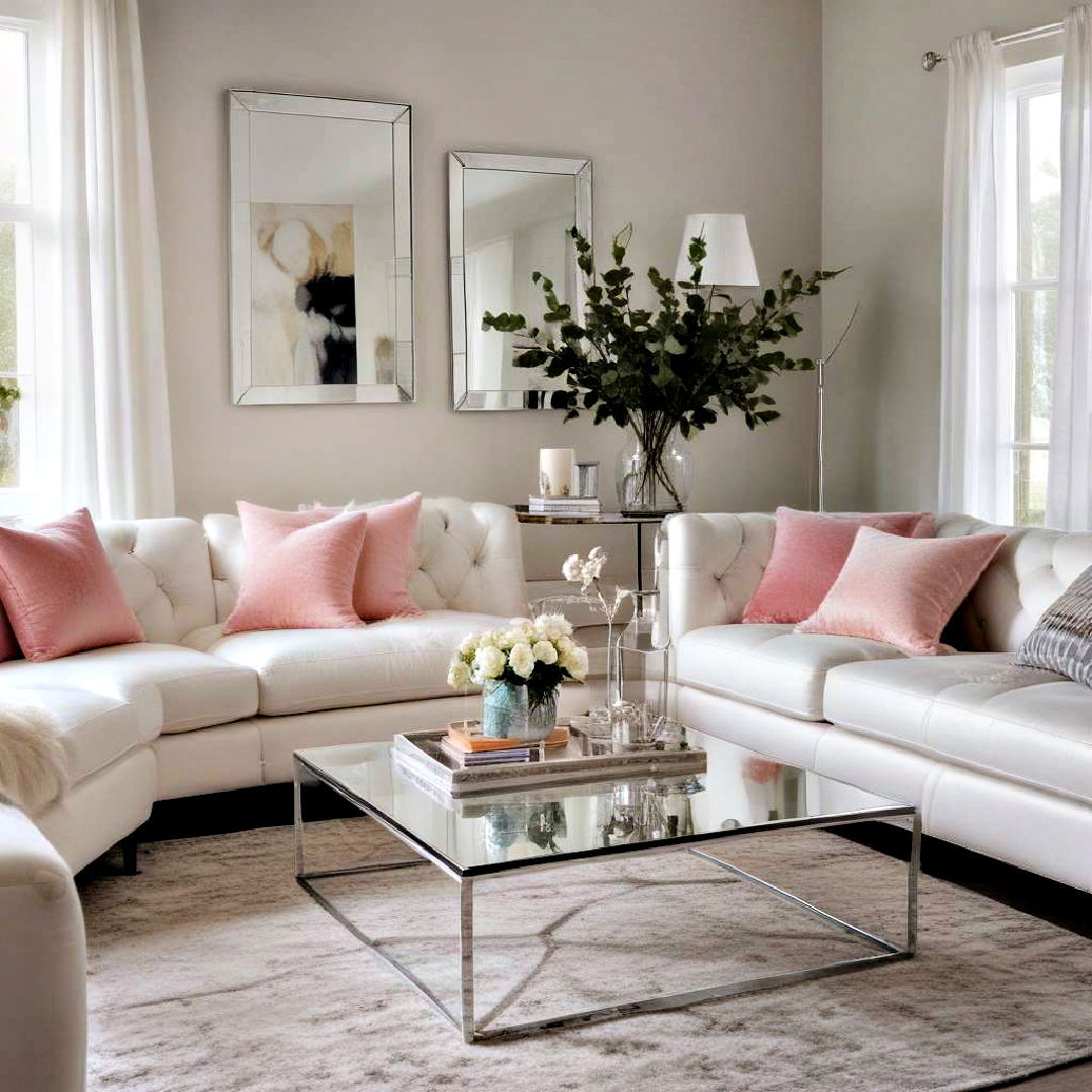 use modern reflective surfaces - 40 Small Living Room Ideas