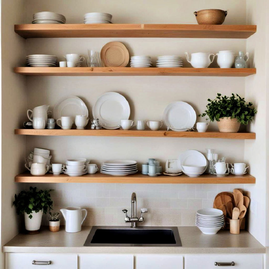 use open shelving idea - 40 Apartment Decorating Ideas