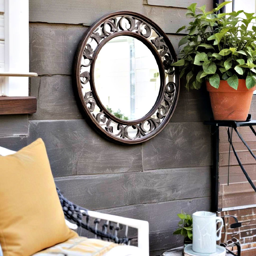 use outdoor mirror - 40 Small Front Porch Ideas