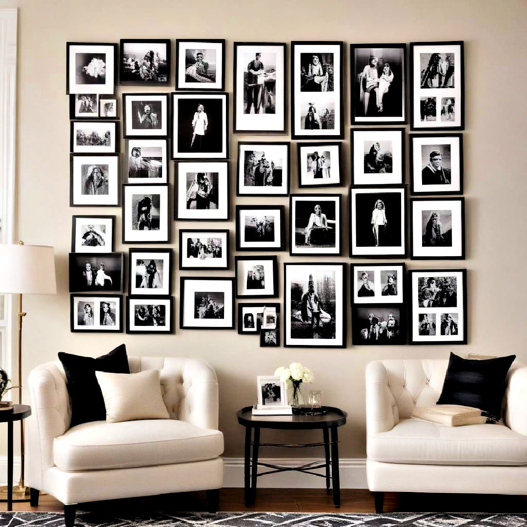 use photos in same color scheme - 40 Photo Wall Ideas