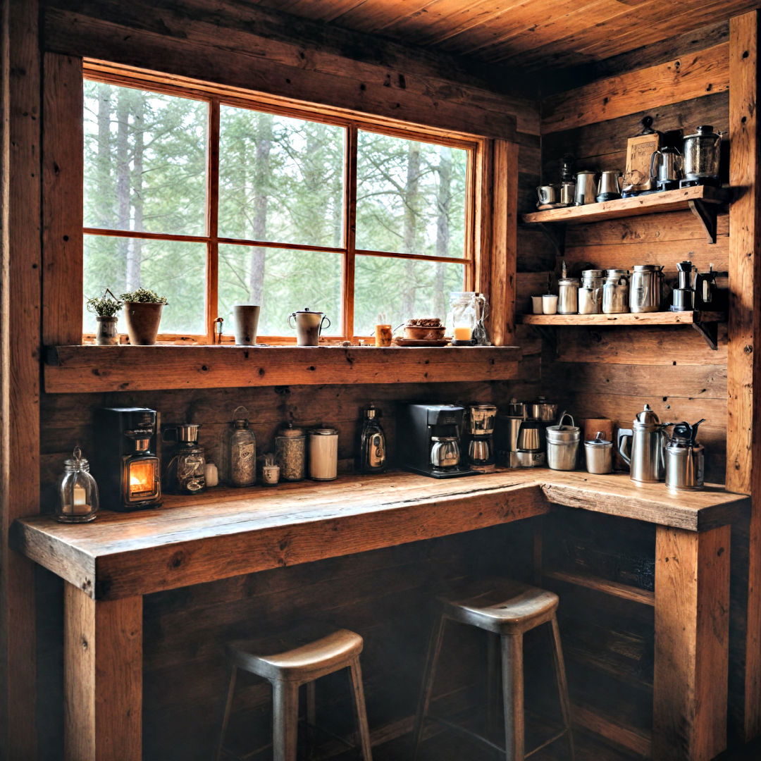 use reclaimed wood for coffee bar - 40 Coffee Bar Ideas