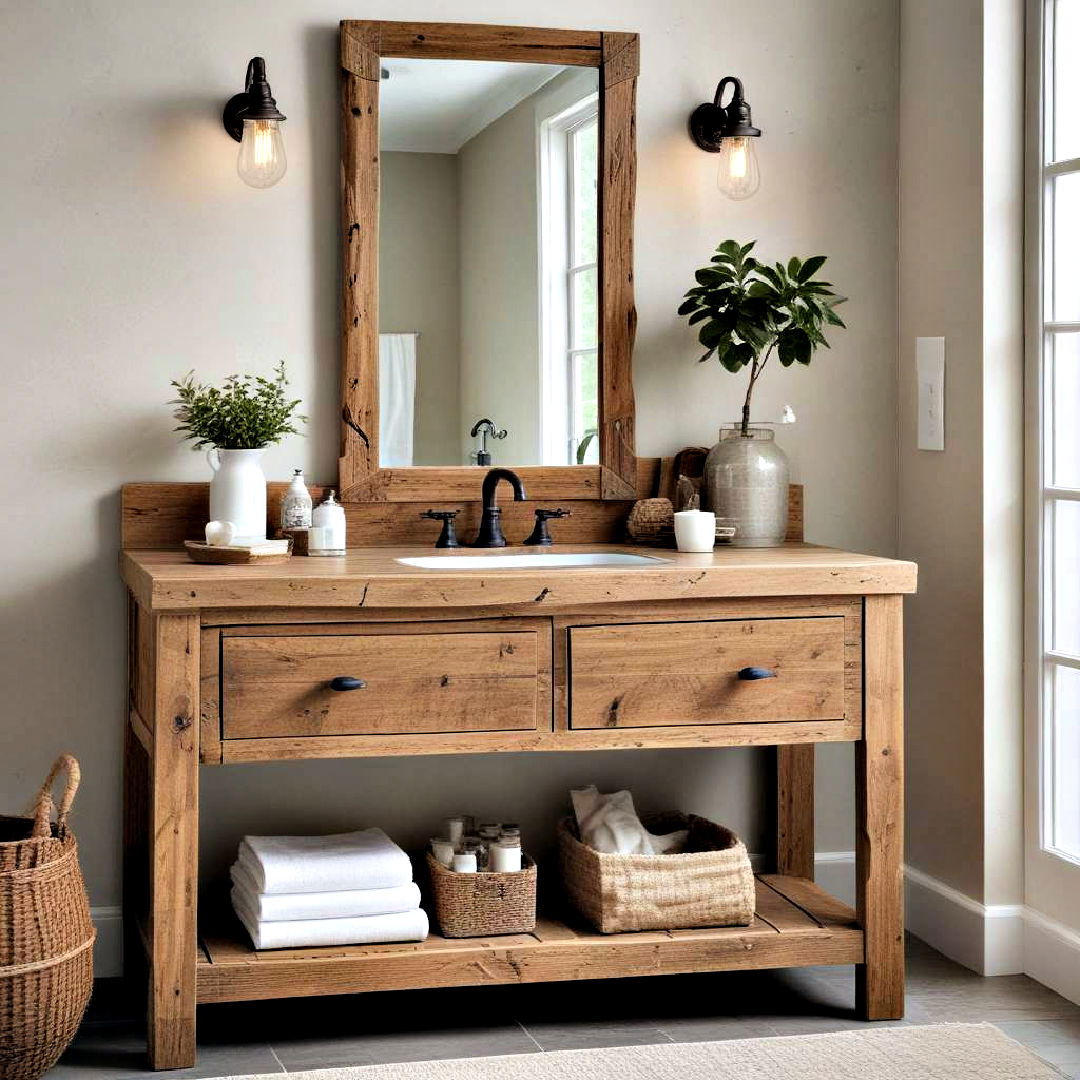 use reclaimed wood - 40 Bathroom Vanity Ideas