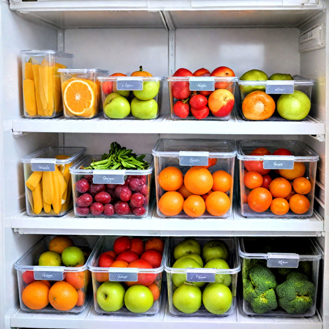 use refrigerator organizer bins - 40 Kitchen Organization Ideas