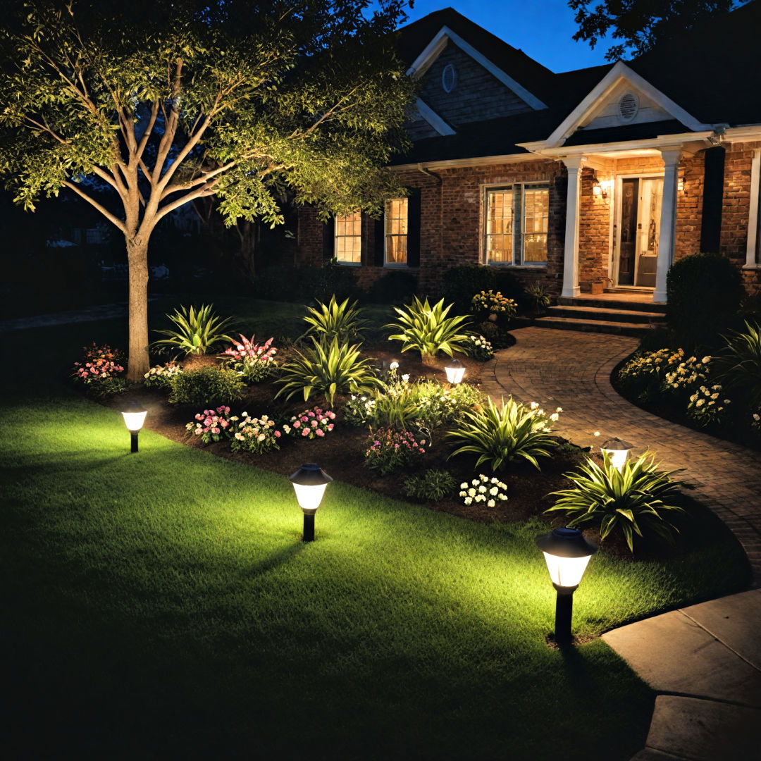 use solar powered lighting effectively - 40 Small Front Yard Landscaping Ideas