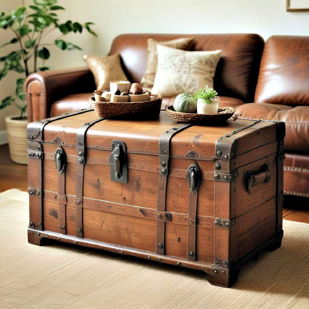 use vintage trunk as coffee table - 25 Traditional Living Room Ideas