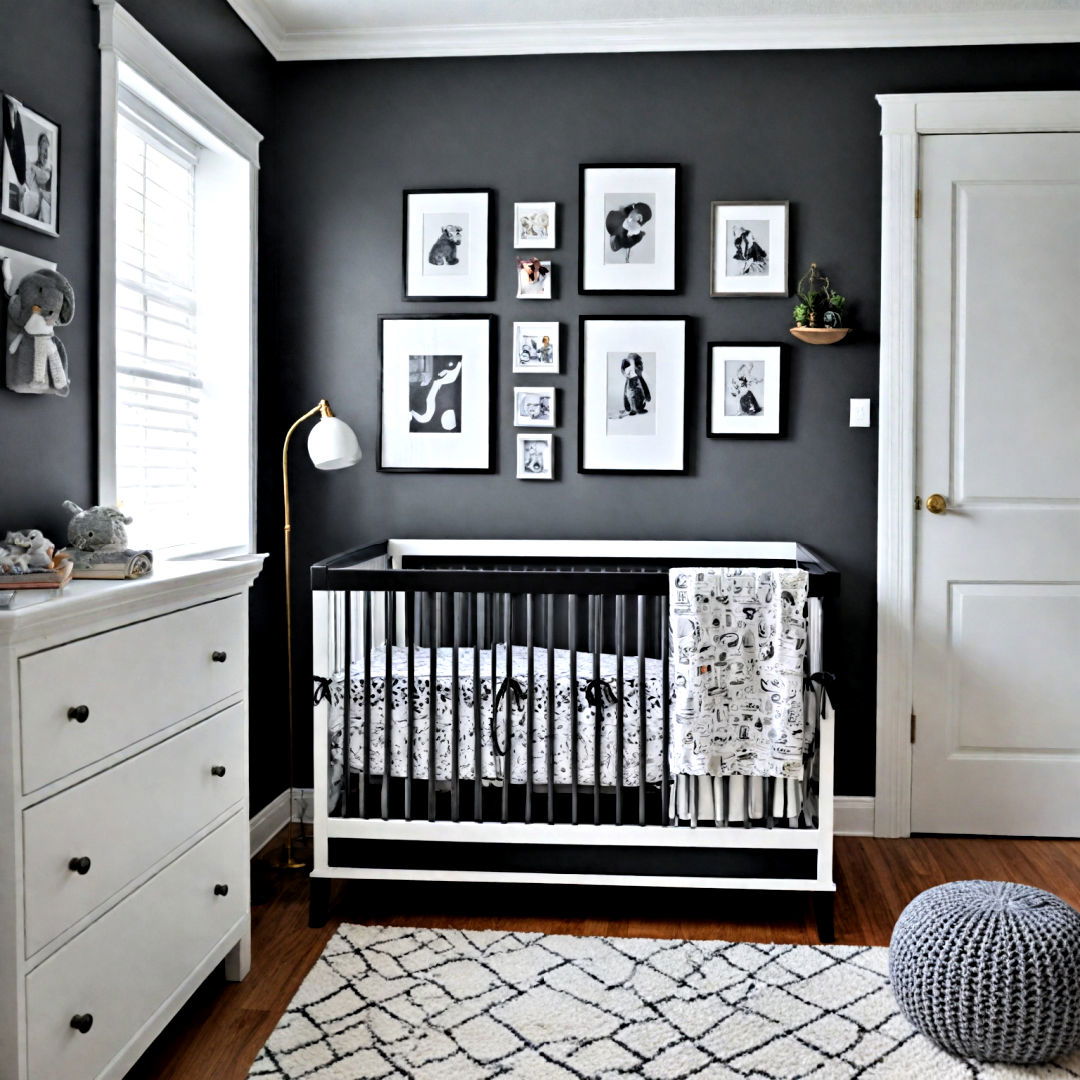 utilize a modern color scheme of black and white - 40 Nursery Ideas