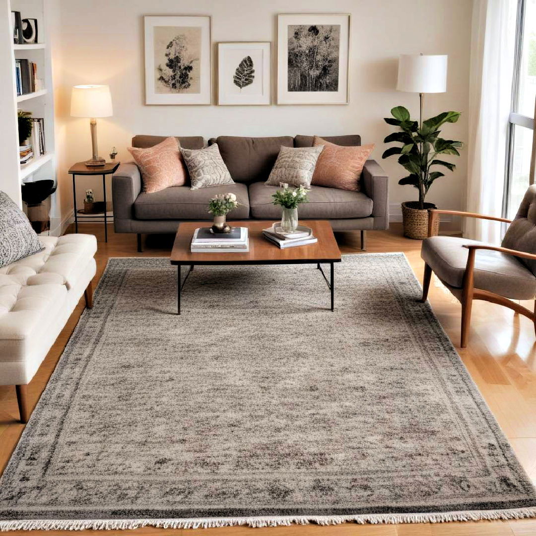 utilize comfortable area rug - 40 Apartment Decorating Ideas