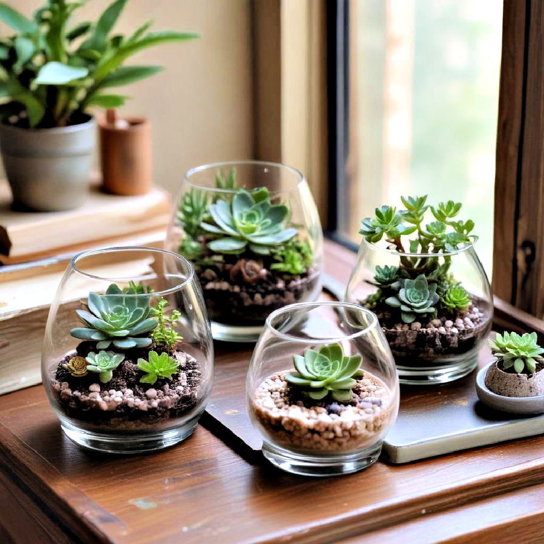 utilize old candle holders for mini succulent gardens - 40 Terrarium Ideas