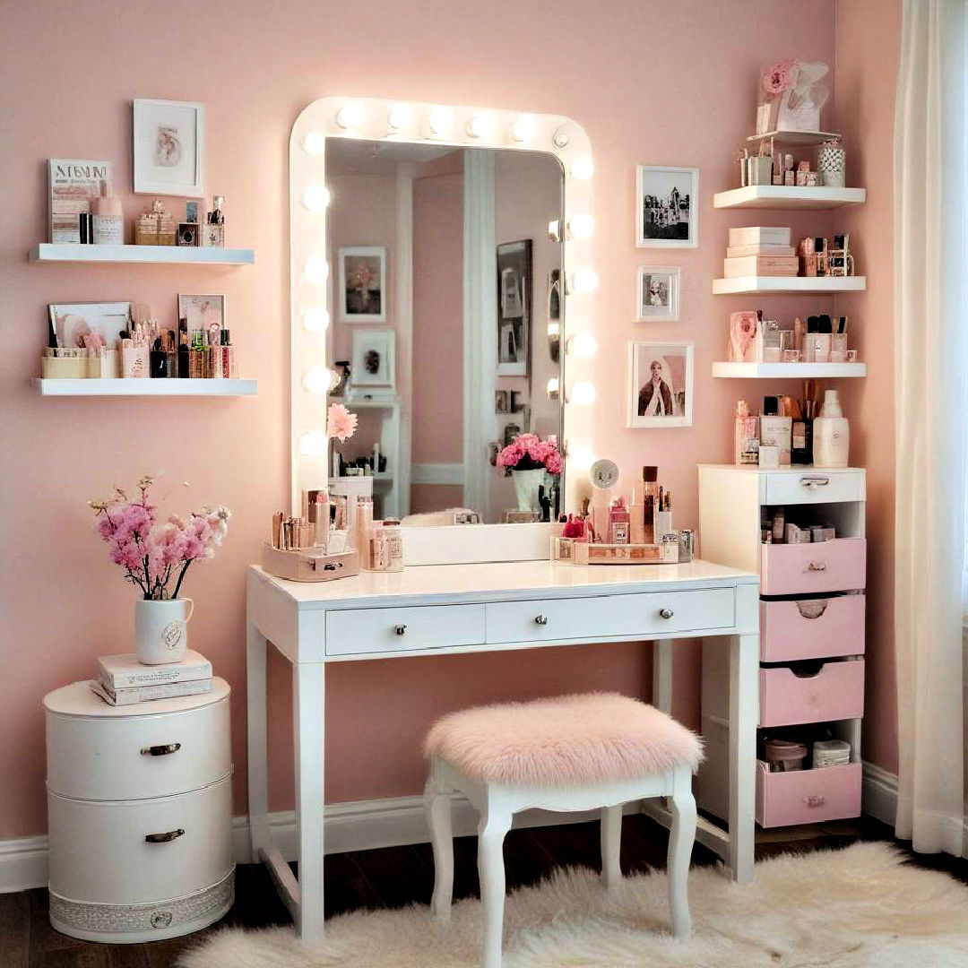 vanity area for teen girl bedroom - 40 Teenage Girl Bedroom Ideas