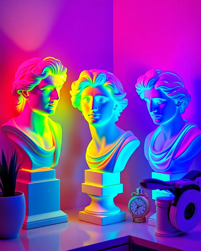 vaporwave inspired sculptures for room - 20 Vaporwave Room Ideas